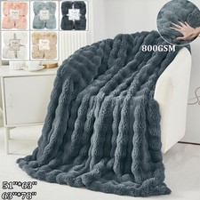 Thick Heavy Faux Fur Throw Blanket Fluffy Shaggy Warm Rabbit Winter Blankets Bed