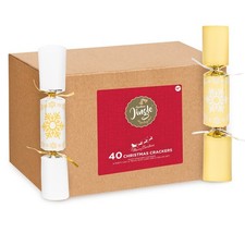 40 Catering Crackers - 40 x 12" Xmas Crackers - Party Crackers - White & Gold