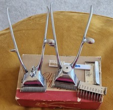 2 VTG 1960's Burman Hand Operated Hair Clipper in Original Box With Extras READ 