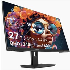 27 Inch 2K 240Hz QHD 2560x1440P Gaming Monitor, 1ms, 400cd/m², 100% sRGB PC Scre