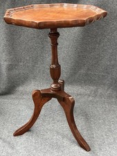 Small Octagonal Top Pedestal Wine Table Antique Style, Tripod Feet