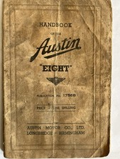 Classic Vehicle Austin Eight 8 original Handbook 1939 Pub. No. 1756B