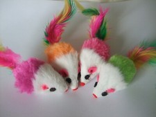 Cat toy mouse feather kitten rattle mice 4 pack  fur multipack interactive toys