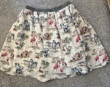 Cath Kidston London Skirt S Small 10-12 Beige/Khaki Safari Animals Zoo Giraffe 