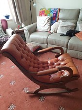 VINTAGE TAN LEATHER CHESTERFIELD ROCKER  ARMCHAIR -  Buyer Collection only