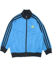 ADIDAS Boys Tracksuit Top Jacket 4-5 Years Blue Polyester AS17