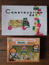 Children's house building blocks and construction kit-wooden-vintage-boxed 