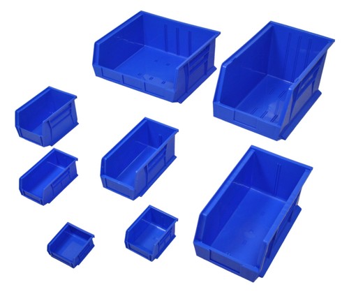 Blue plastic parts bins - parts,