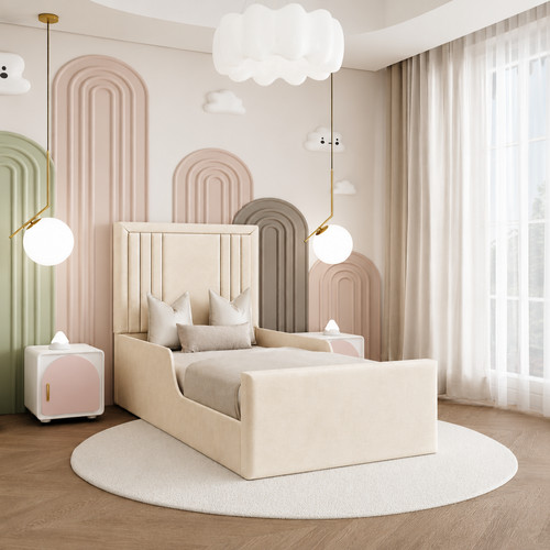 Linestyle upholstered kids bed - upholstered,