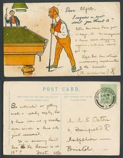 Snooker Players, Pool Balls, Cue Stick, Dear, I require a rest 1905 Old Postcard
