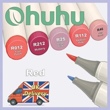 Ohuhu Honolulu B Alcohol Markers – R Red (Individual, Brush & Fine Tip)