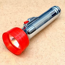 Vintage Ever Ready Metal Torch (Red End, Chrome Body) 2C - working
