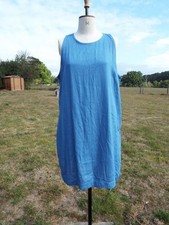 Super Soft Linen Mix Sleeveless Relaxed Fit Blue Midi Shift Dress Size 18 BNWT