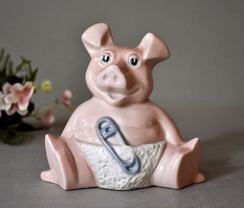 Vintage porcelain pig - vintage, bank