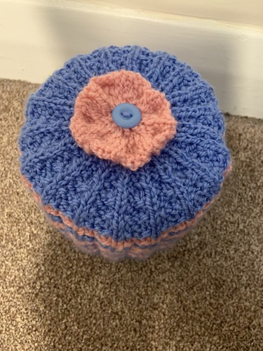 Hand knitted toilet roll cover - knitted,