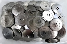 38mm 60L Silver Polished Metal 4 Hole Industrial Thin Rustic Large Buttons Q496A