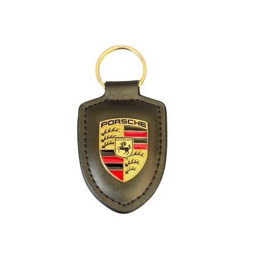 Porsche black leather crest - black,