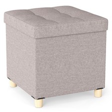 COSTWAY Linen Fabric Footstool