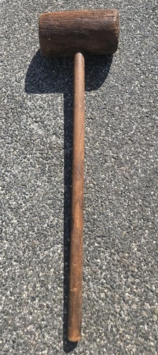 Large antique wood mallet - wood,