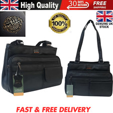 NEW WOMEN'S GENUINE REAL LEATHER ORGANISER BAG  MULTI POCKETS HANDBAG LT023 UK