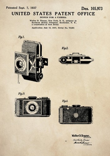 Patent print folding camera - print,