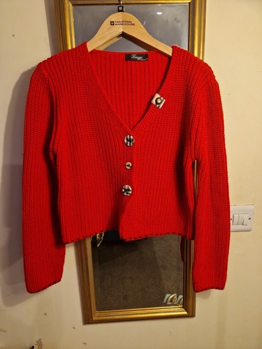 Ladies midi red cardigan - ladies,