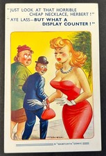 Early Bamforth comic postcard 1654 - Lady big boobs, ugly wife, what a display