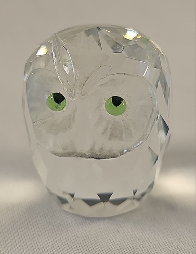 Crystal glass owl ornament - crystal,