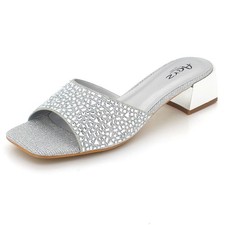 Women Diamante Slip-On Block