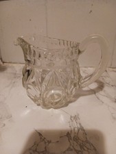 Vintage Small Heavy Crystal Cut Glass Milk Cream Whisky Water Jug 8.5cm Tall