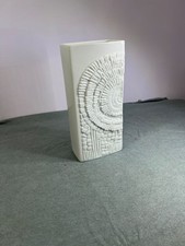 A K Kaiser white glazed porcelain fossil vase. ex con.