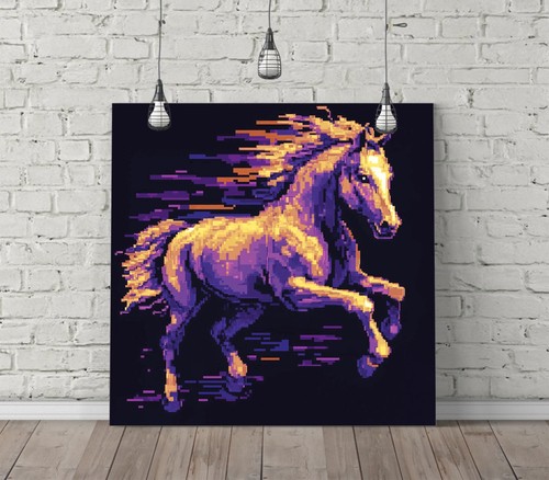 Horse running purple pixel - horse,