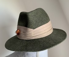 Vtg Herbert Johnson green wool hat HRH Prince of Wales Queen Hatters Tweed