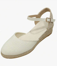 Ecru ivory cream espadrille