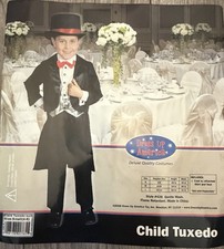 Kids Tuxedo Tail Suit Formal Wedding Tailcoat  silver vest red bow Costume  4/6