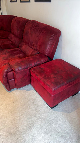 Red suede corner sofa - suede,