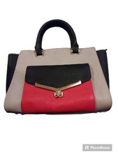 Juno Beige/Black/Orange Handheld Bag