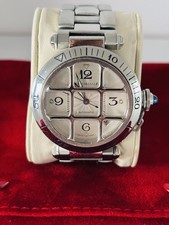 Authentic Cartier Pasha Silver Men's Watch with Dial Grid - 2379