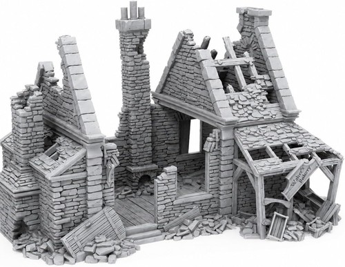 28mm medieval ruined bakery - ruined,