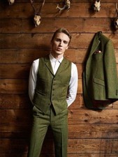 Men's Olive Green Stripe Wool