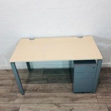 Haworth Height Adjustable Desk, Walnut, W1200mm x D600mm