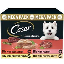72 x 150g Cesar Classic Terrine Adult Wet Dog Food Trays Mixed Selection