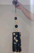 Stunning Studio Art Pottery Blue & Gold Unique Hanging Ceiling Light Fitting