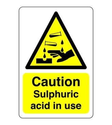 Caution sulphuric acid - in, use