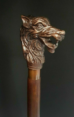 Handmade walking stick - handmade, wolf