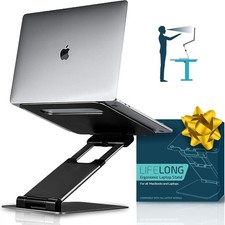 Lifelong Ergonomic Adjustable Laptop Riser - 1. Up to 17 Laptop, 3. Black 