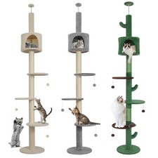 220-260cm Floor to Ceiling Cat Tree Tower Climbing Scratching Post with Condo