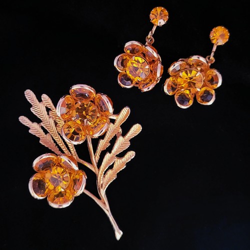 Vintage amber rhinestone - vintage,