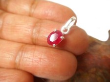 Small Pink Oval RUBY  Sterling  Silver  925  Gemstone  Pendant