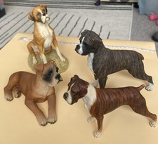 4 x Gorgeous Detailed Pottery Boxer Dogs Figures Ornaments Inc Brindle